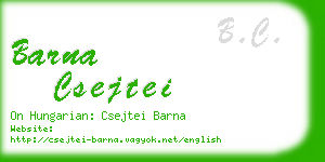 barna csejtei business card